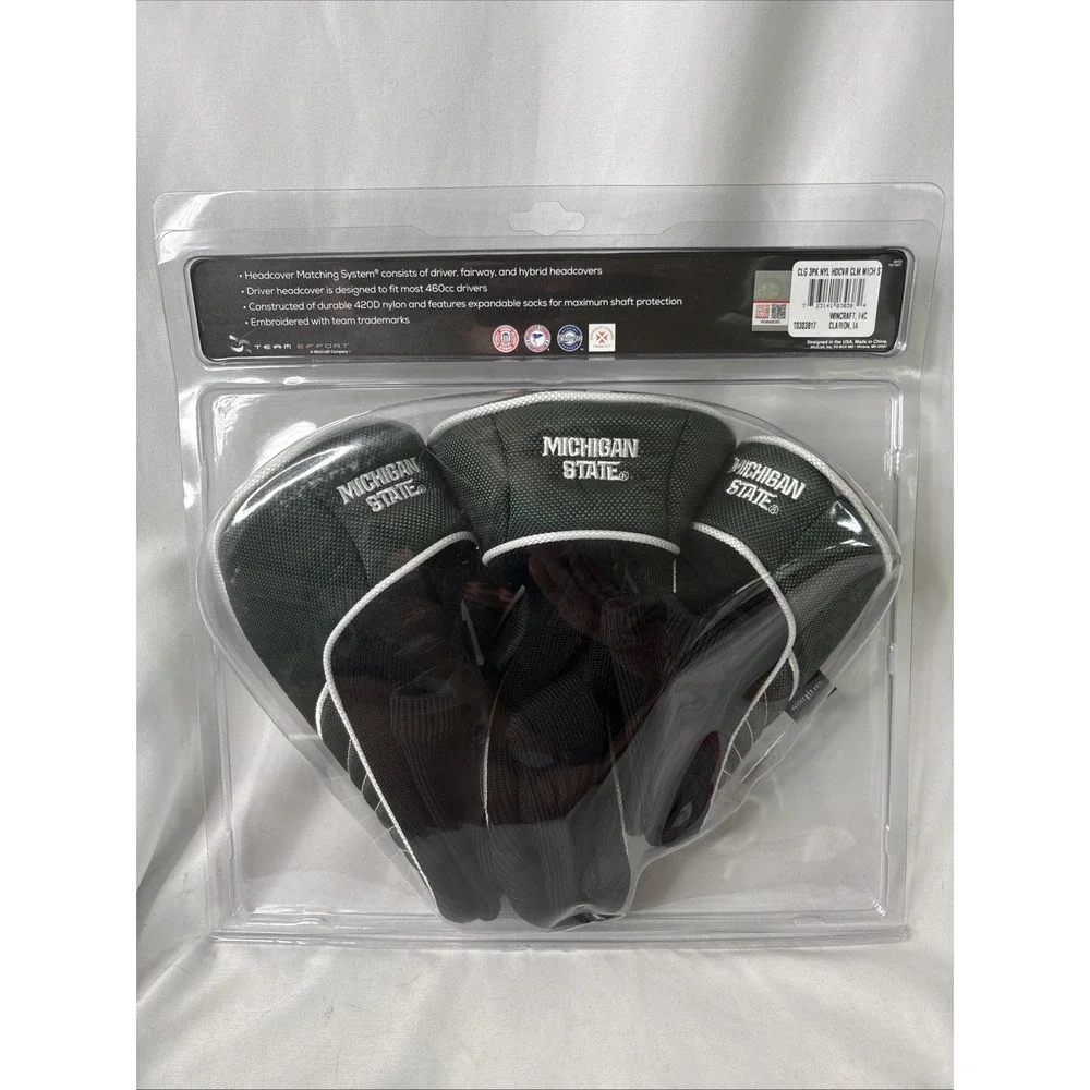 Team Effort Michigan State MSU 3pc Golf Headcovers Driver/Fairway/Hybrid Green